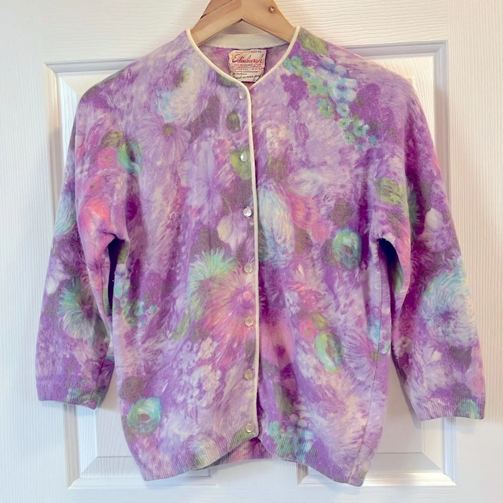 Vintage angora and lambswool cardigan - Picture 1 of 4